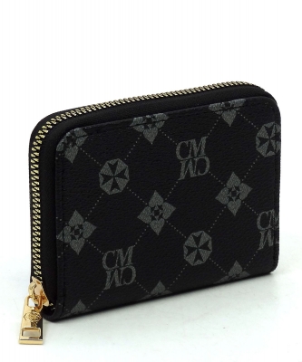 CM Monogrammed Accordion Card Holder Wallet CM017 BLACK